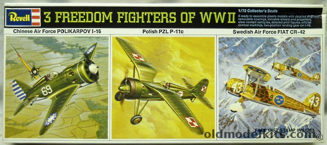 Revell 1/72 3 Freedom Fighters Chinese I-16 / Polish P-11 / Swedish CR-42, H678-130 plastic model kit